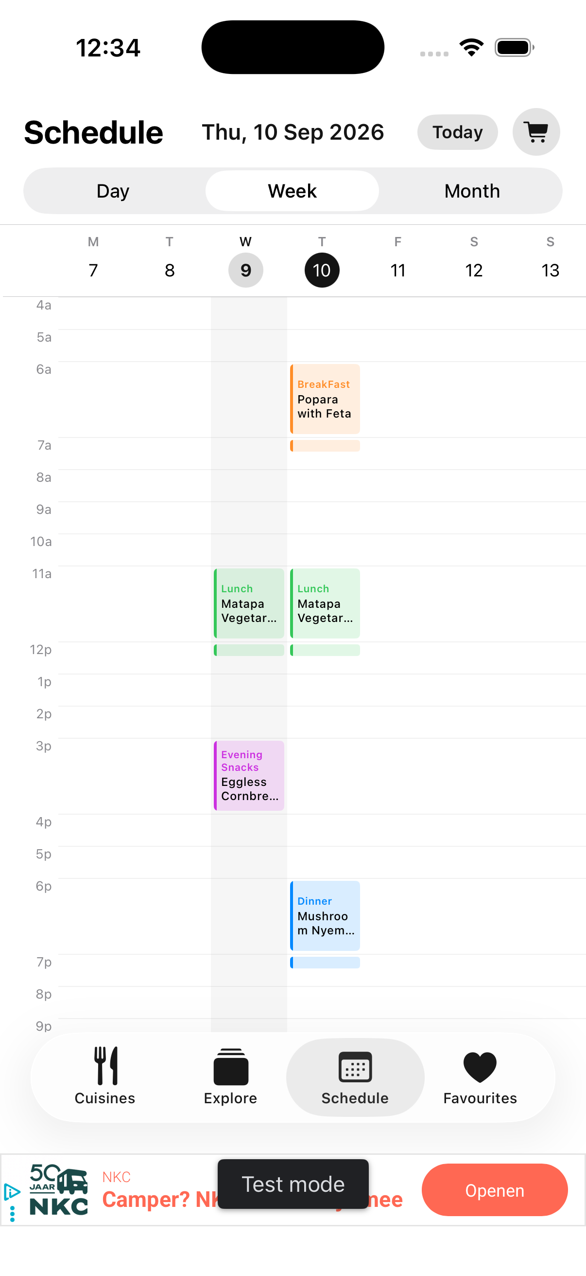 Week schedule view